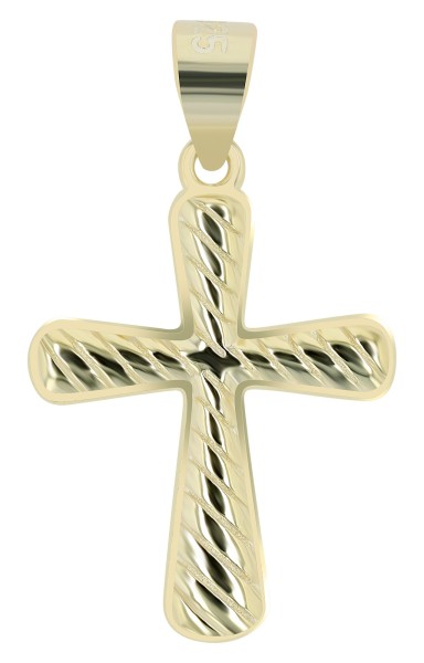 Kreuz Anhänger mit Muster aus 925er Echt Silber, Gold oder Silber/rhodiniert