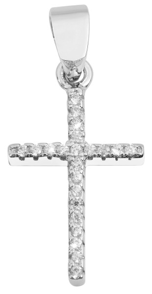 925/- Echt Silber Anhänger ohne Kette "Krika", filigranes Kreuz mit Zirkoniabesatz, 925/rhodiniert