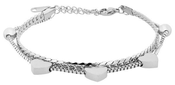 Akzent Armband "Roxane" aus Edelstahl, Herzen & Kugeln, 17+5 cm lang