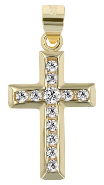925er Echt Silber Kreuzanhänger "Aisha", Zirkoniabesatz, rhodiniert oder vergoldet