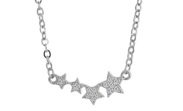 925/- Echt Silber Halskette mit Sternmotiven, 925/rhodiniert