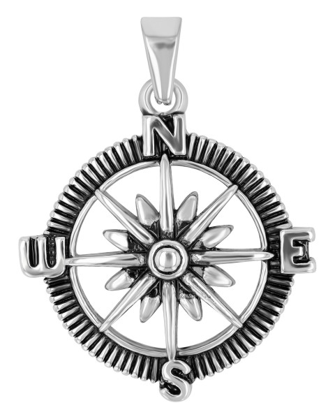 Edelstahlanhänger Kompass "Kaito", silberfarbig