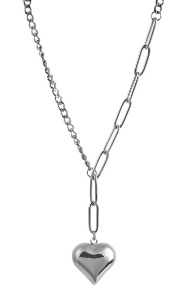 Akzent Edelstahl Damenkette mit Herzanhänger, 50+5 cm