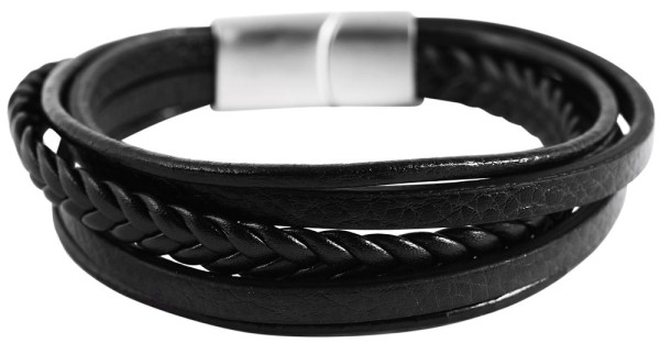 Akzent Echtleder/Lederimitat Armband, geflochten mit Edelstahlmagnetschließe