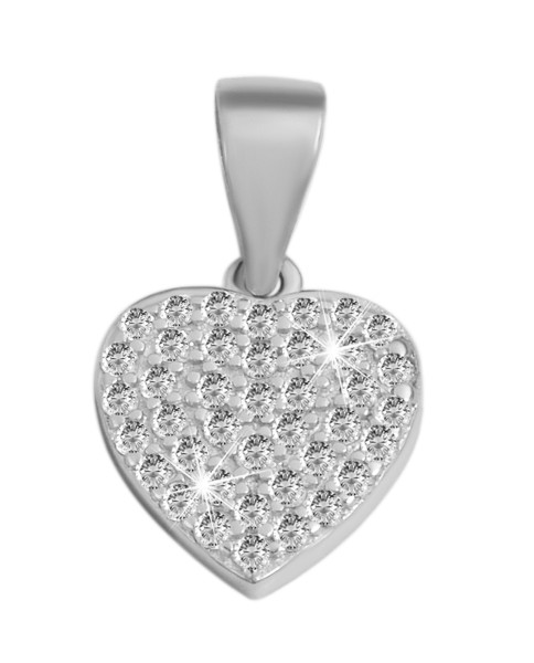 925/- Echt Silber Anhänger ohne Kette "Nazanin", kleines Herz mit Zirkoniabesatz, 925/rhodiniert
