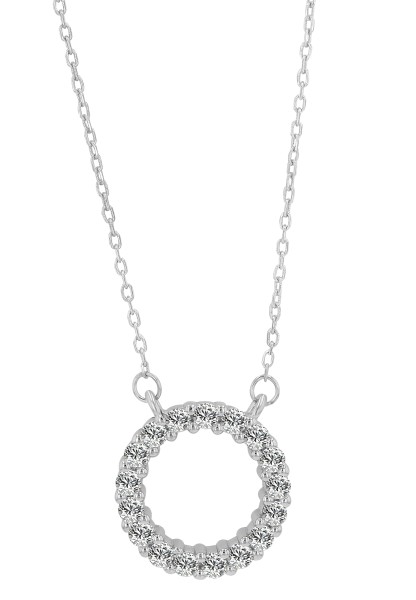 925/- Echt Silber Halskette "Melisa" mit rundem Anhänger, Besatz, rhodiniert, 42+5 cm