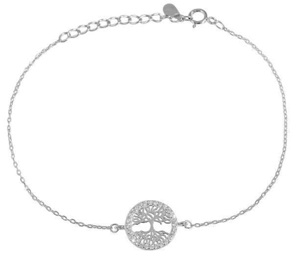 925/- Echt Silber Armband, Lebensbaum, Zirkoniabesatz