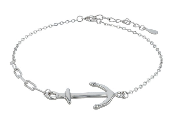 925/- Echt Silber Anker-Armband "Mireille", rhodiniert, 17+3 cm