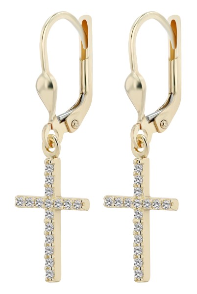 333er Gold Ohrringe "Layana" Kreuz mit Zirkonia, Gelb- oder Weißgold, 8 Karat