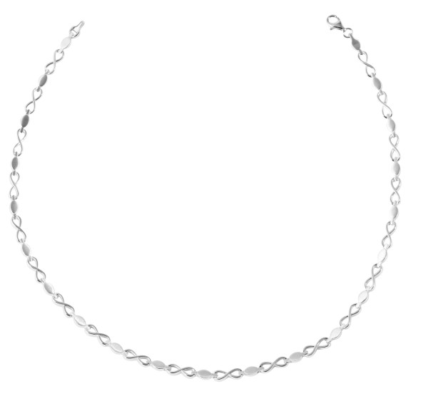 925/- Echt Silber Halskette "Stina", Infinity, matt/poliert, 925/rhodiniert