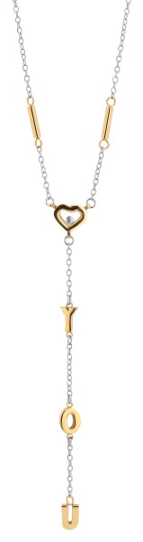 Akzent Halskette aus Edelstahl "Love You", bicolor, 55 cm