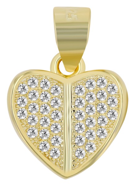 Echt Silber Herzanhänger mit Zirkonia "Eireann", vergoldet oder rhodiniert