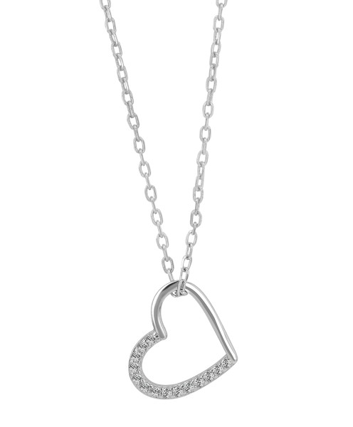 925/- Echt Silber Herzkette "Kaisa" mit Besatz, rhodiniert, 42+5 cm