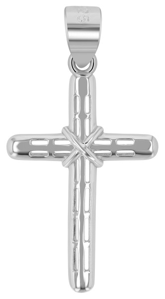 Kreuz Anhänger gemustert, 925/rh Echt Silber