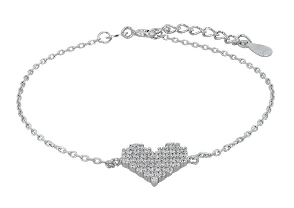 925/- Echt Silber Armband "Tavi", rhodiniert, 17+3 cm