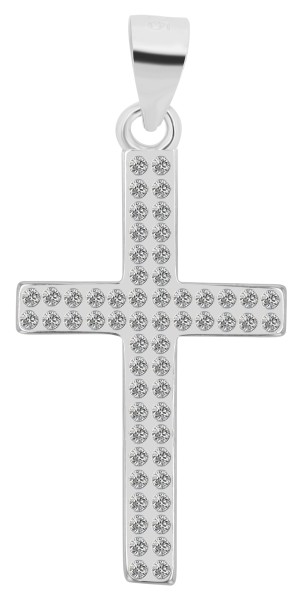 925/- Echtsilber Anhänger "Lorelai", Kreuz mit Besatz, rhodiniert